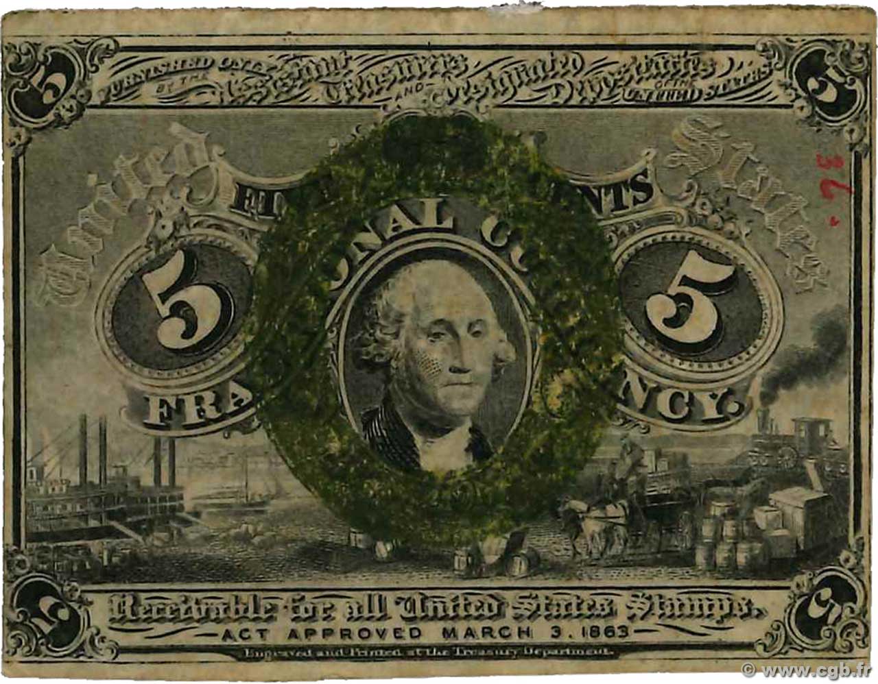 5 Cents STATI UNITI D AMERICA  1863 P.101a BB