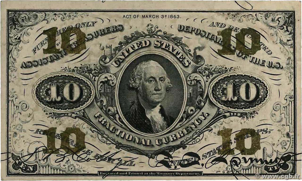 10 Cents STATI UNITI D AMERICA  1863 P.108e BB