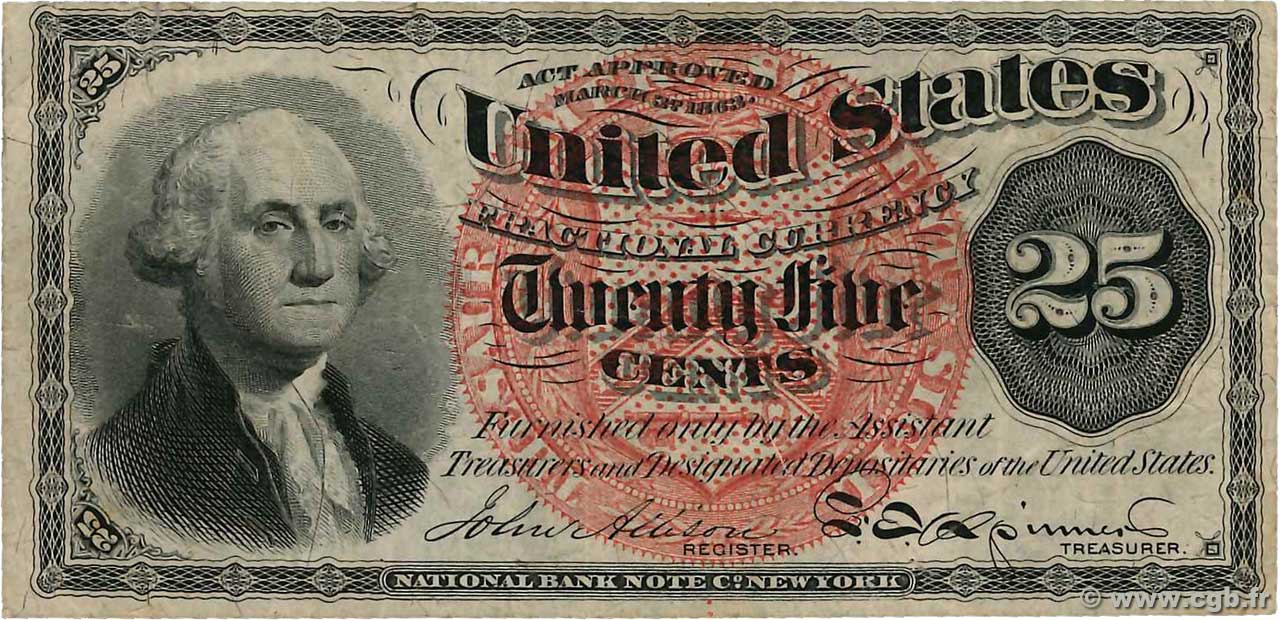 25 Cents STATI UNITI D AMERICA  1863 P.118 BB