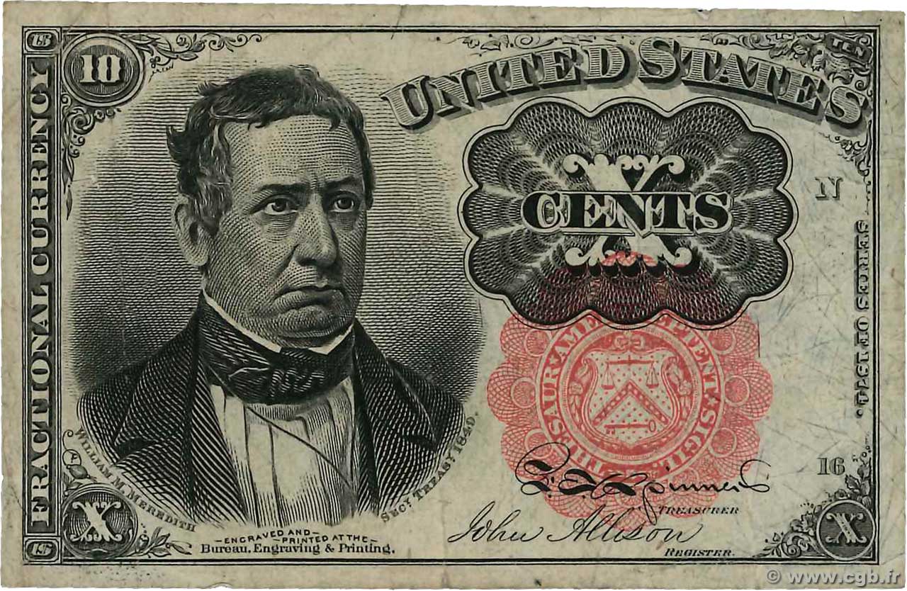 10 Cents STATI UNITI D AMERICA  1874 P.122b BB