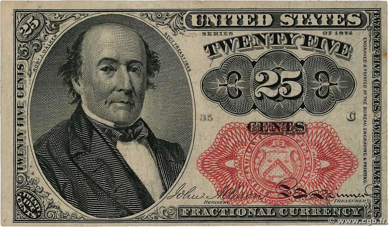25 Cents STATI UNITI D AMERICA  1874 P.123 SPL