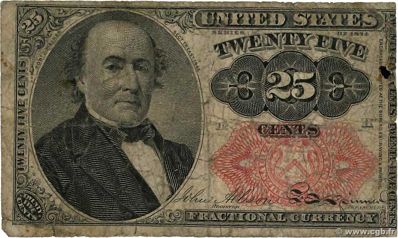 25 Cents VEREINIGTE STAATEN VON AMERIKA  1874 P.123b GE