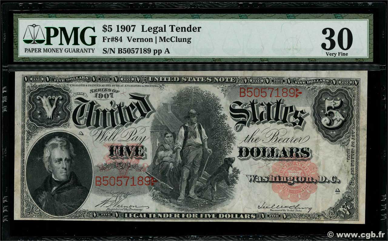 5 Dollars ÉTATS-UNIS D AMÉRIQUE  1907 P.186 TTB