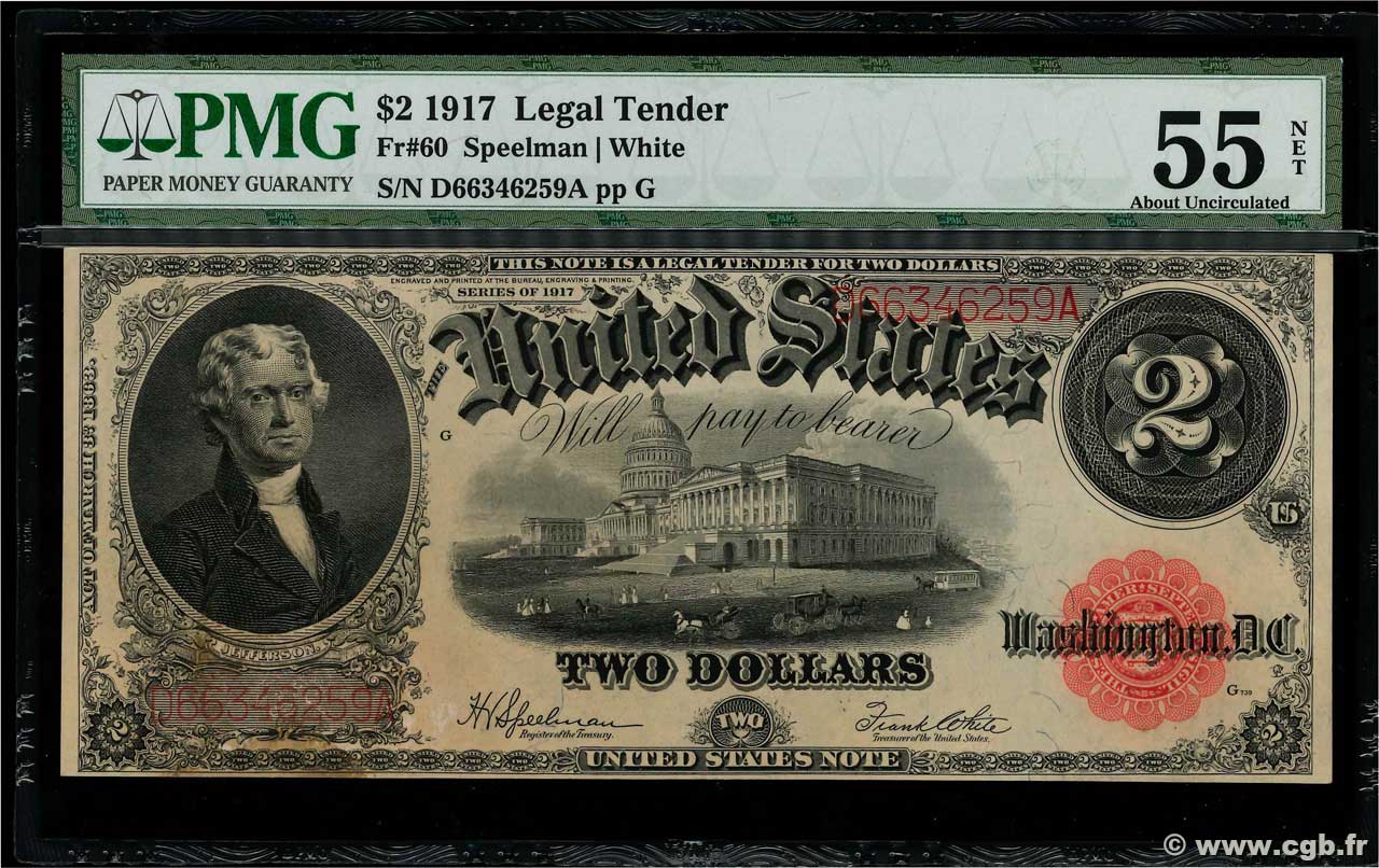 2 Dollars ESTADOS UNIDOS DE AMÉRICA  1917 P.188 EBC+