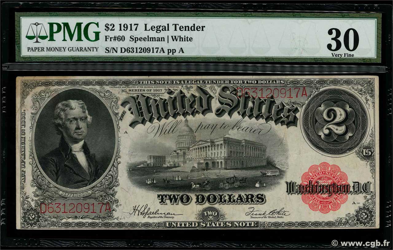 2 Dollars UNITED STATES OF AMERICA  1917 P.188 VF