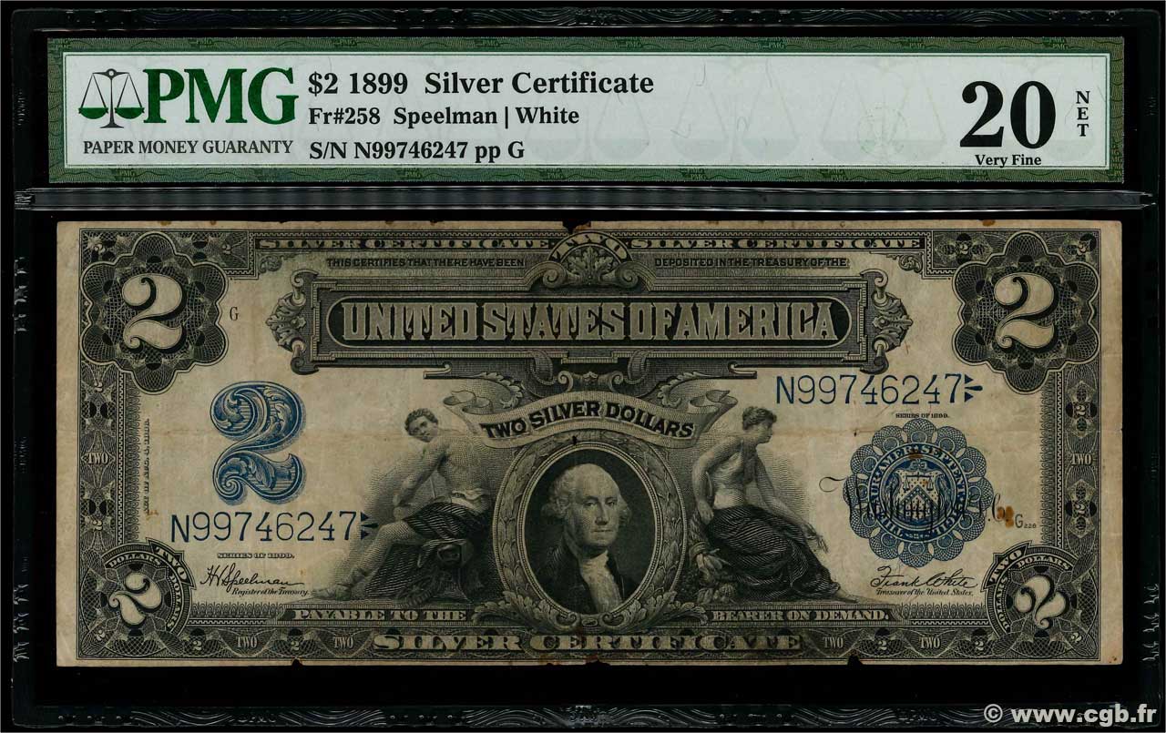 2 Dollars UNITED STATES OF AMERICA  1899 P.339 VG