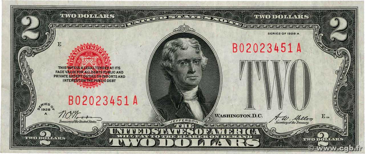 2 Dollars ÉTATS-UNIS D AMÉRIQUE  1928 P.378a TTB+