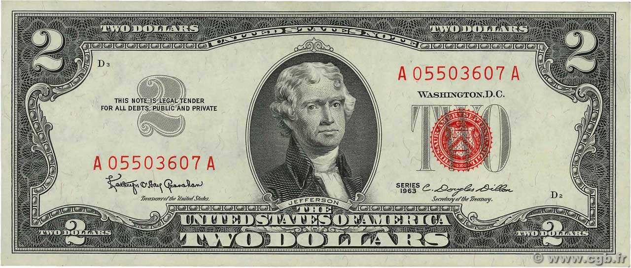 2 Dollars STATI UNITI D AMERICA  1963 P.382 SPL