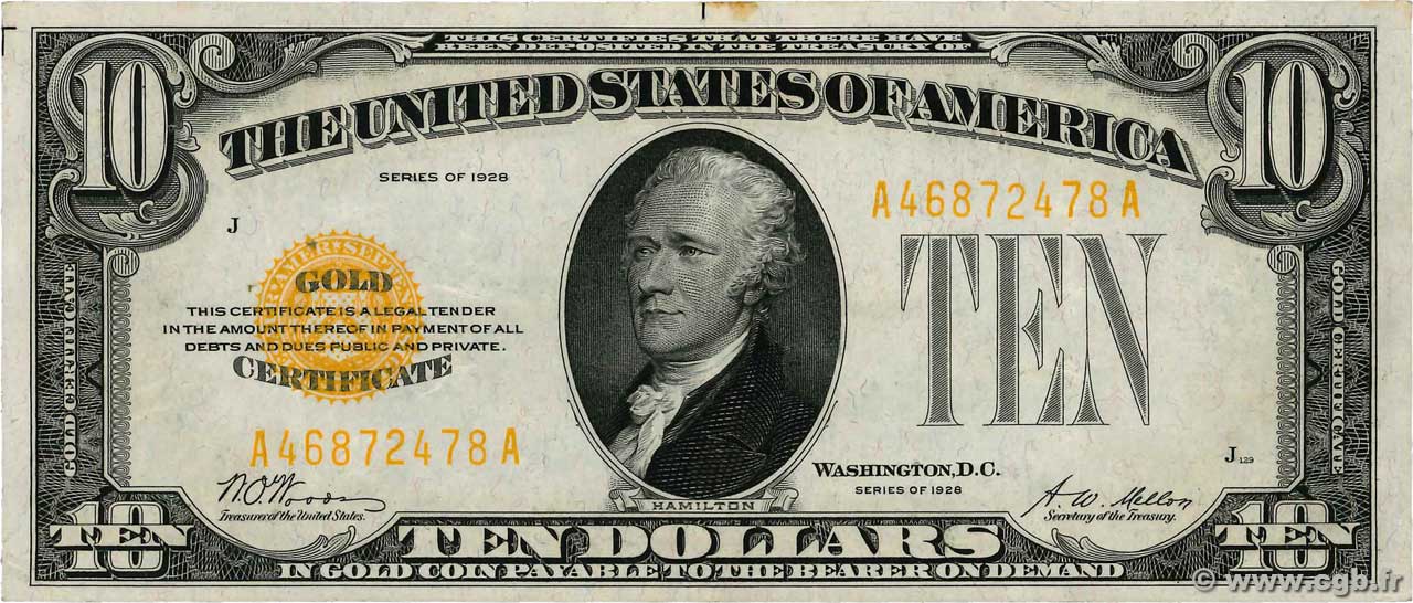10 Dollars UNITED STATES OF AMERICA  1928 P.400 VF+