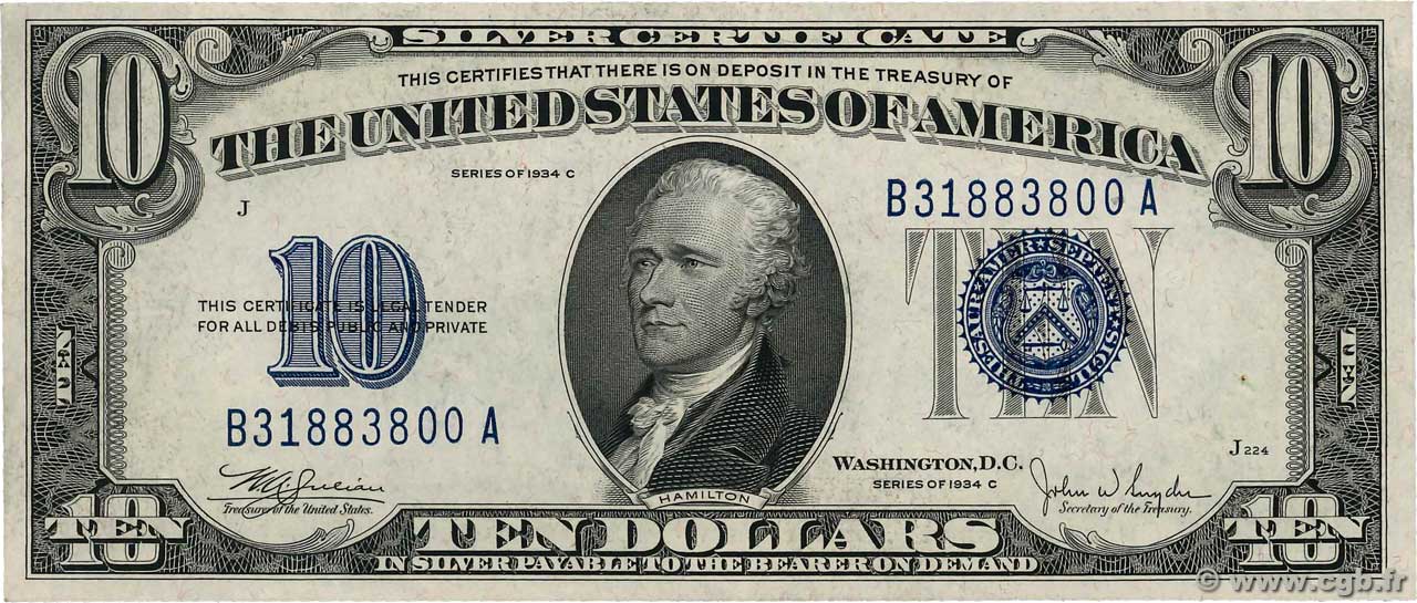 10 Dollars STATI UNITI D AMERICA  1934 P.415c SPL