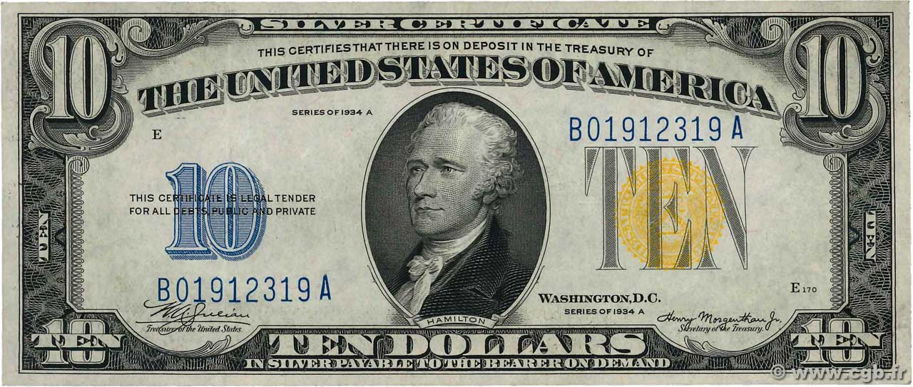10 Dollars UNITED STATES OF AMERICA  1934 P.415Y XF