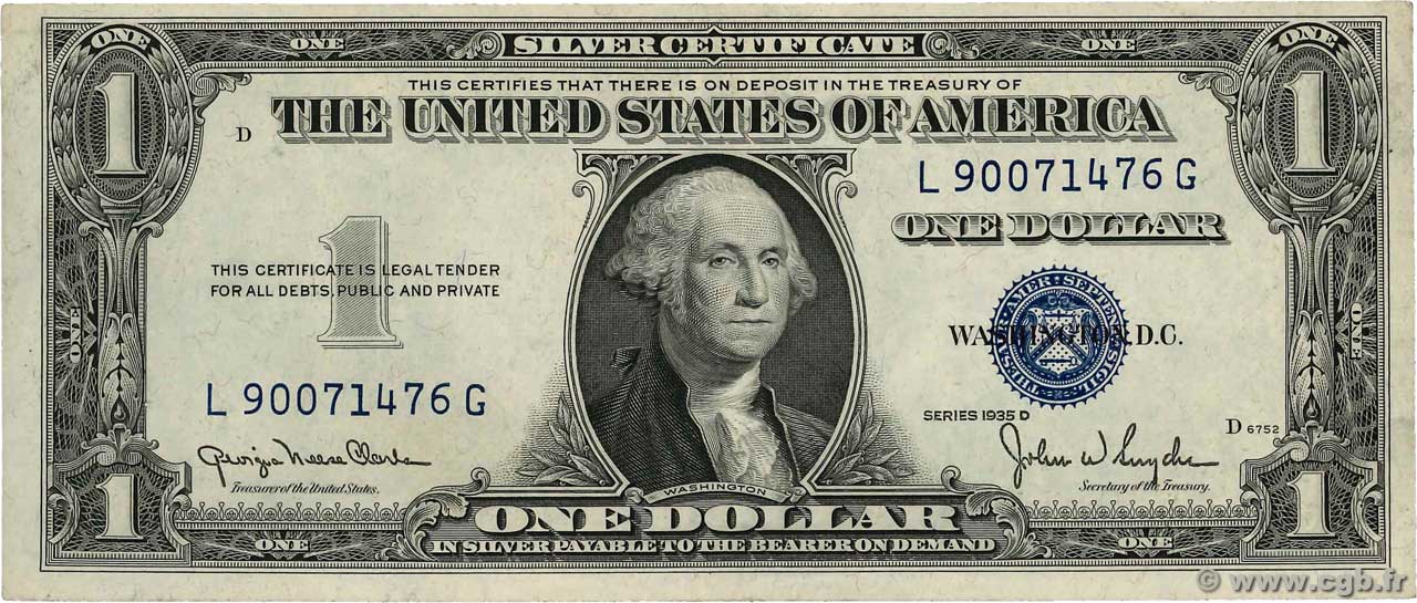 1 Dollar ESTADOS UNIDOS DE AMÉRICA  1935 P.416D1 EBC