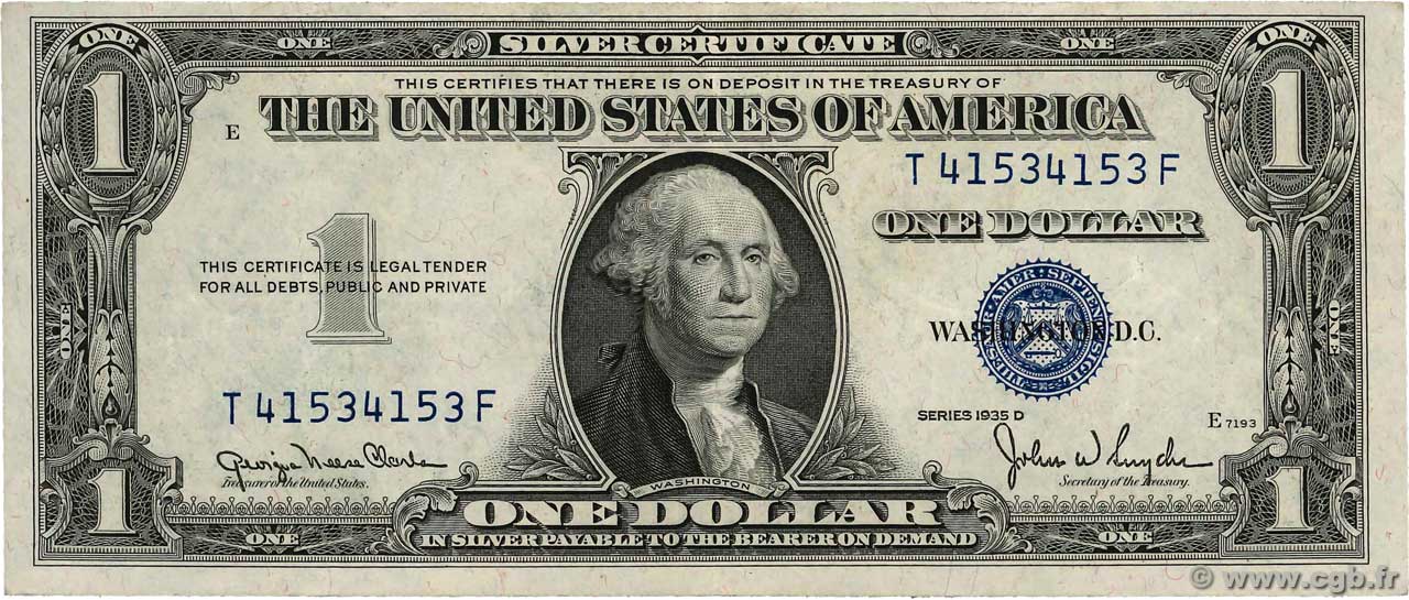1 Dollar ESTADOS UNIDOS DE AMÉRICA  1935 P.416D1 MBC+