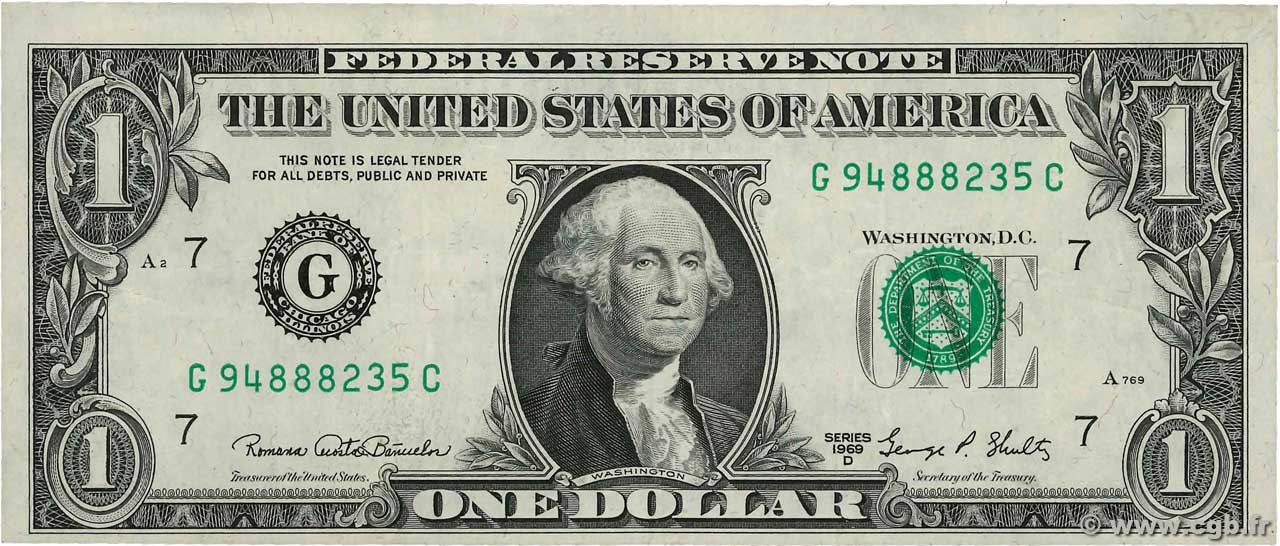 1 Dollar UNITED STATES OF AMERICA Chicago 1969 P.449e VF