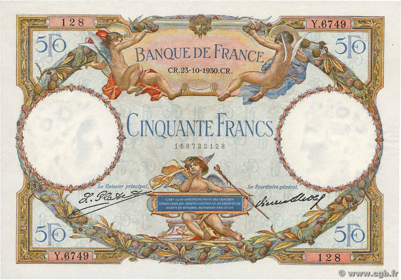 50 Francs LUC OLIVIER MERSON type modifié FRANKREICH  1930 F.16.01 VZ+