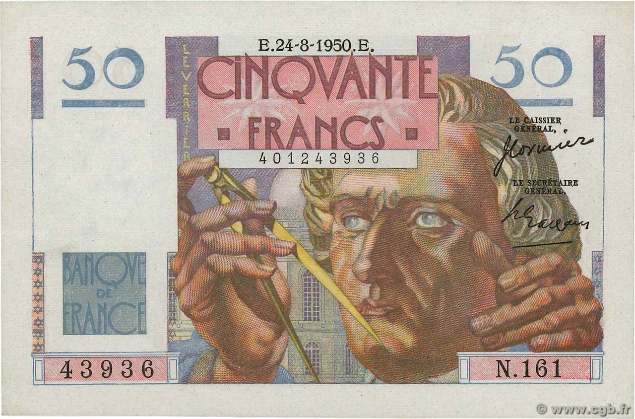 50 Francs LE VERRIER FRANCE  1950 F.20.16 SUP