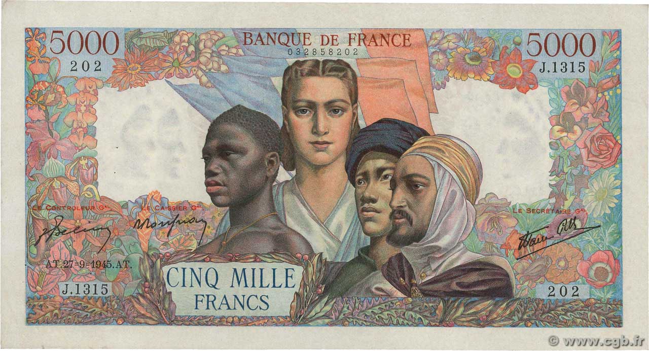 5000 Francs EMPIRE FRANÇAIS FRANCIA  1945 F.47.45 MBC+