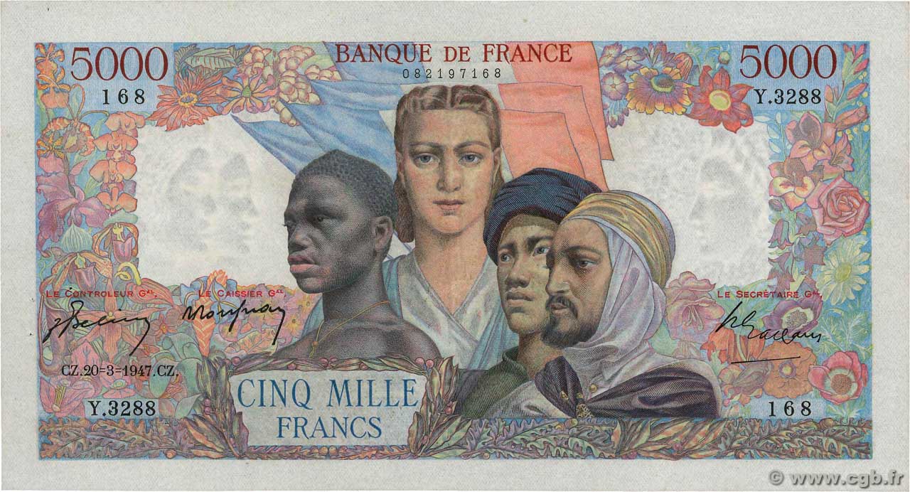 5000 Francs EMPIRE FRANÇAIS FRANCE  1947 F.47.59 XF