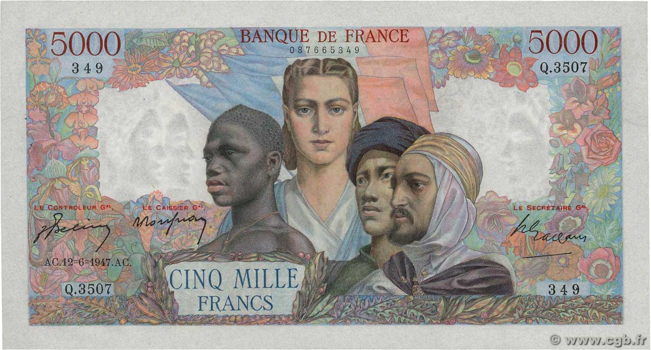 5000 Francs EMPIRE FRANÇAIS FRANCIA  1947 F.47.60 EBC a SC
