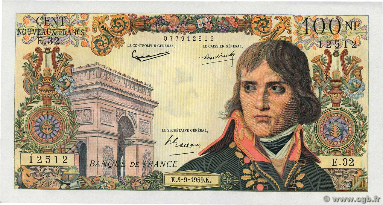 100 Nouveaux Francs BONAPARTE FRANCIA  1959 F.59.03 SPL+
