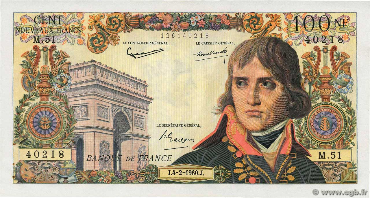 100 Nouveaux Francs BONAPARTE FRANCE  1960 F.59.05 AU-