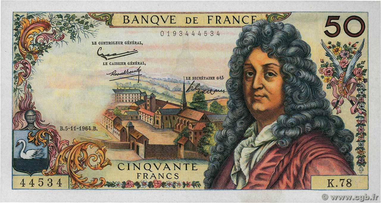 50 Francs RACINE FRANCIA  1964 F.64.07 EBC+