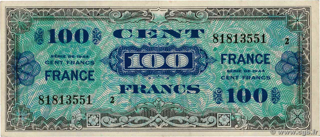 100 Francs FRANCE FRANKREICH  1945 VF.25.02 fVZ