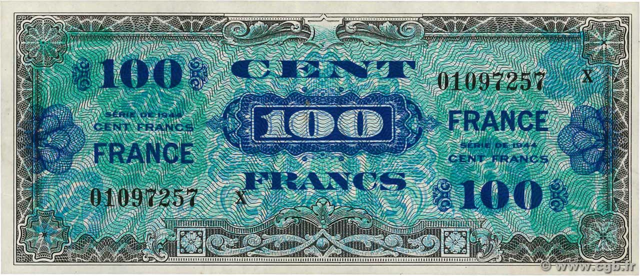 100 Francs FRANCE FRANKREICH  1945 VF.25.12 VZ+