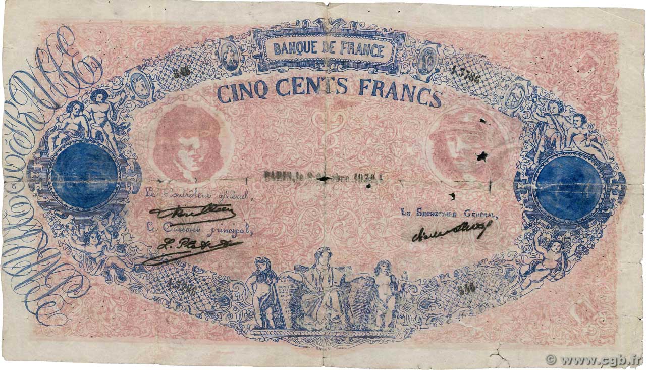 500 Francs BLEU ET ROSE Faux FRANCE  1931 F.31.42x B