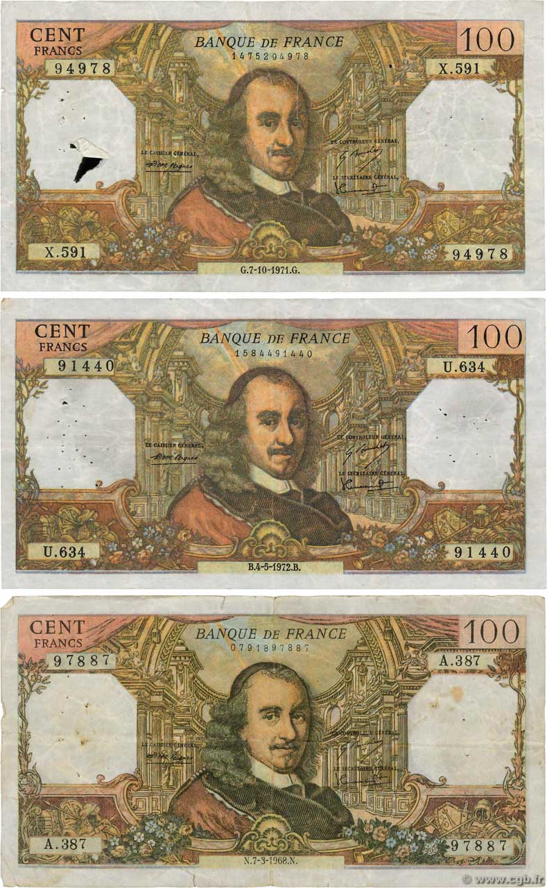 100 Francs CORNEILLE Faux FRANCIA  1968 F.65.21x B