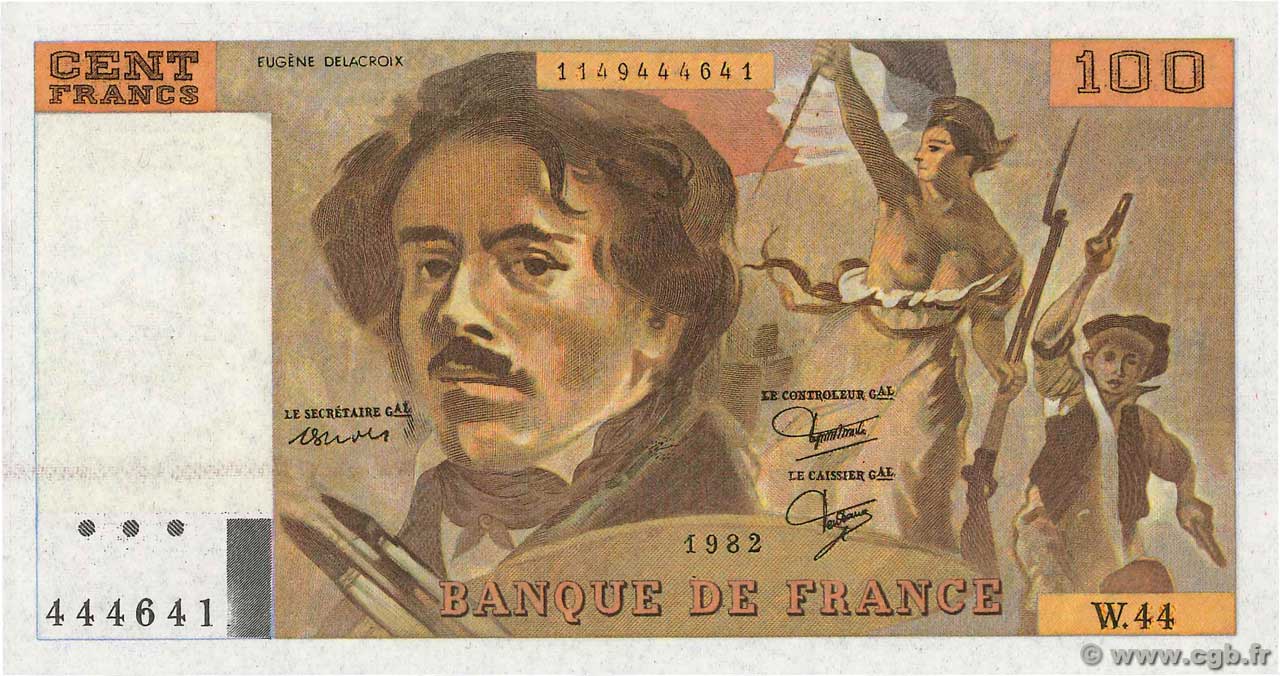 100 Francs DELACROIX modifié Faux FRANCIA  1982 F.69.06x q.FDC