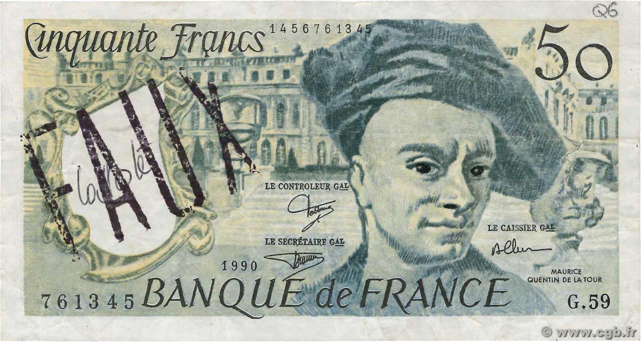 50 Francs QUENTIN DE LA TOUR Faux FRANCIA  1990 F.67.16x MBC