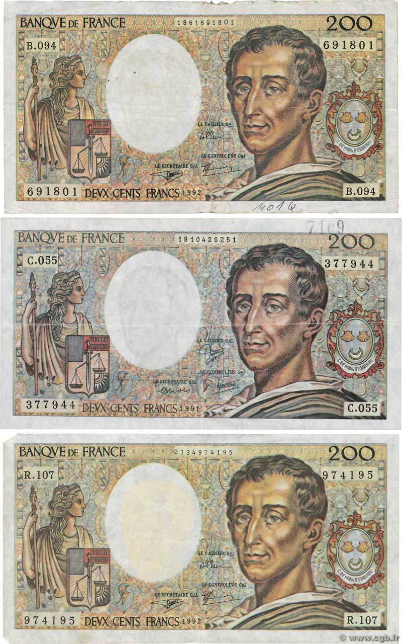 200 Francs MONTESQUIEU Faux FRANCE  1991 F.70.11x TB+