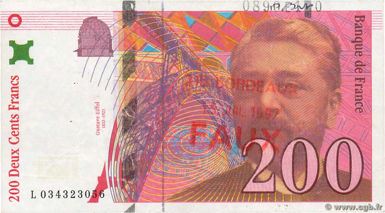 200 Francs EIFFEL Faux FRANCIA  1995 F.75.02x MBC