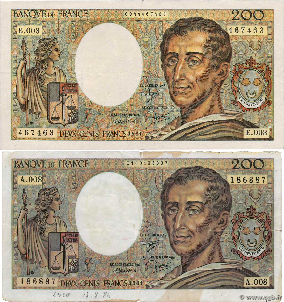 200 Francs MONTESQUIEU Faux FRANCIA  1981 F.70.01x BC+