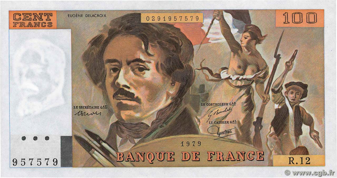 100 Francs DELACROIX modifié Numéro spécial FRANCE  1979 F.69.02c AU