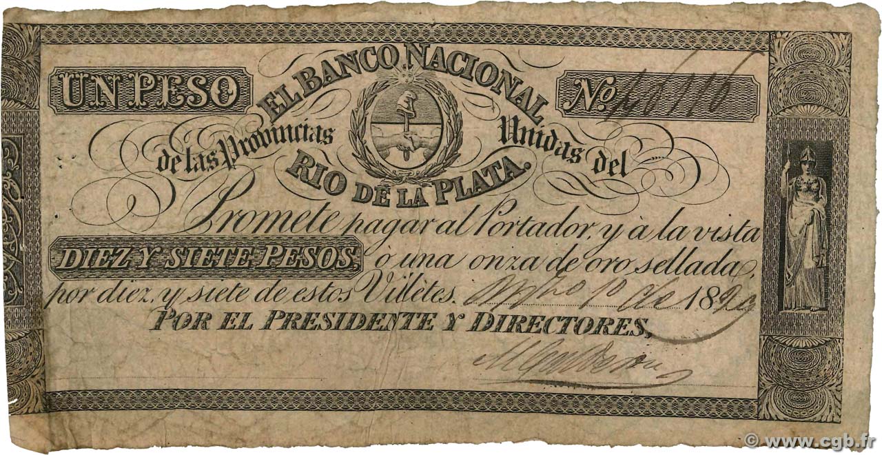 1 Peso ARGENTINIEN  1829 PS.360a SGE