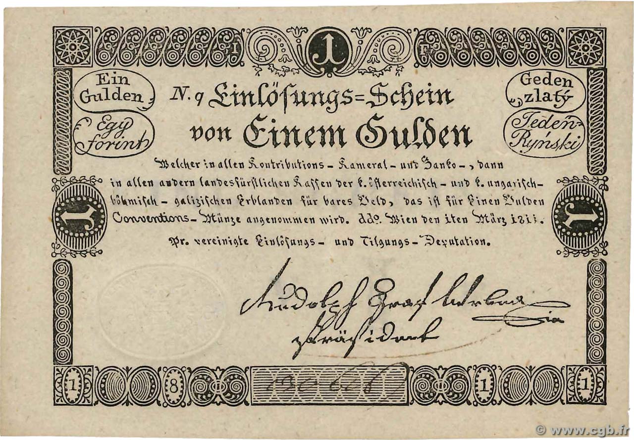 1 Gulden AUTRICHE  1811 P.A044a pr.SPL