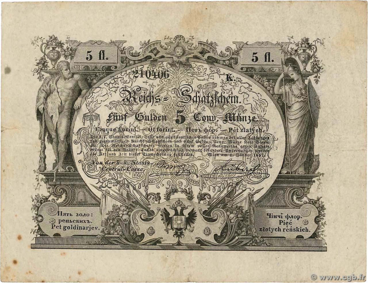 5 Gulden AUTRICHE  1851 P.A135a TB