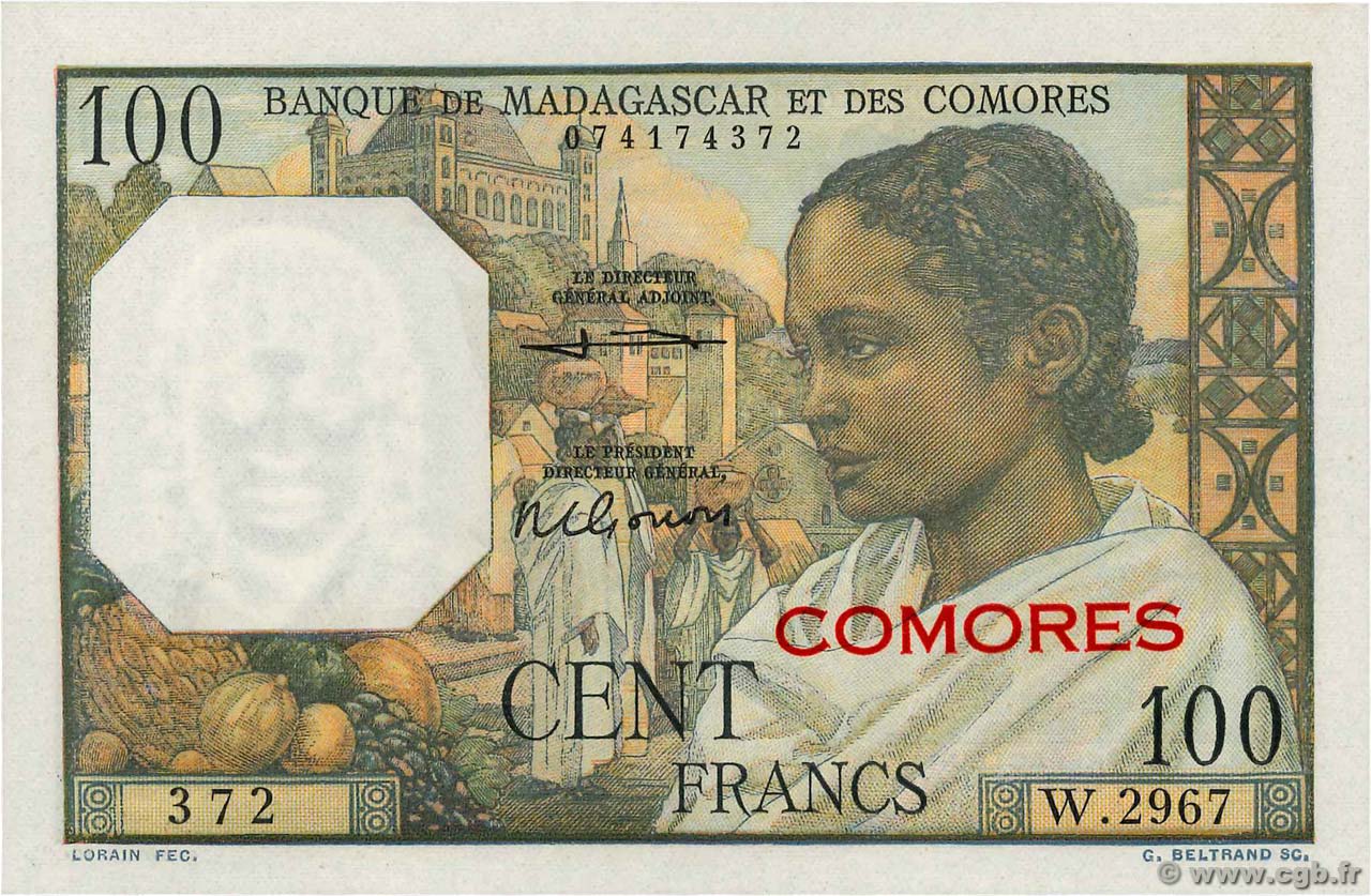 100 Francs COMORES  1963 P.03b pr.NEUF