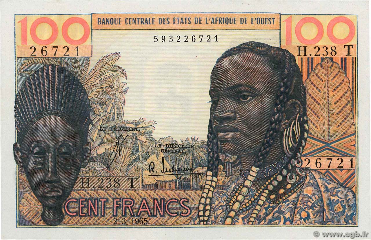 100 Francs ÉTATS DE L AFRIQUE DE L OUEST  1965 P.801Te SPL