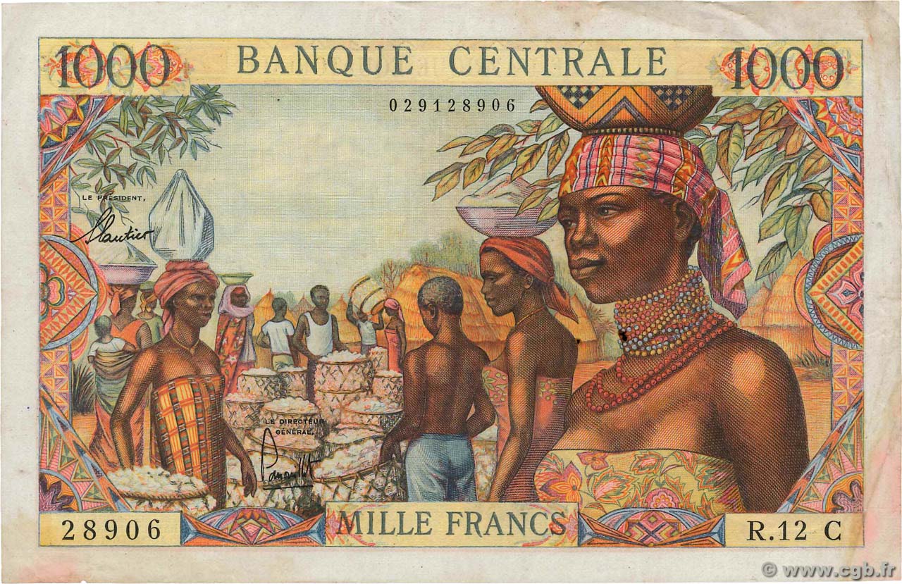 1000 Francs EQUATORIAL AFRICAN STATES (FRENCH)  1963 P.05c q.BB