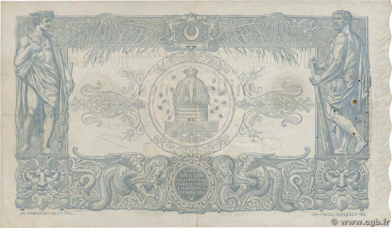 1000 Francs TUNISIA 1924 P.07b 4170359 Banknotes