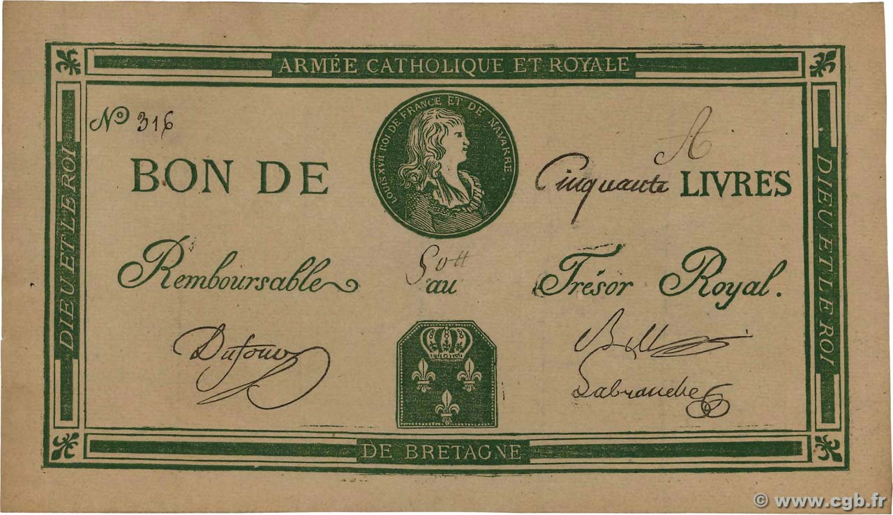 50 Livres Faux FRANCE  1794 Laf.278 AU-