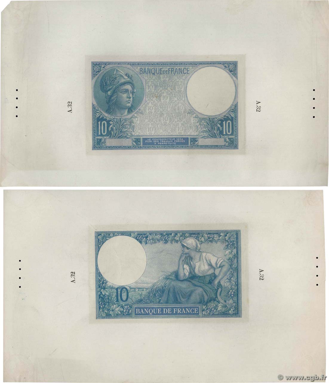 10 Francs MINERVE Épreuve FRANCIA  1916 F.06.00Ec EBC+