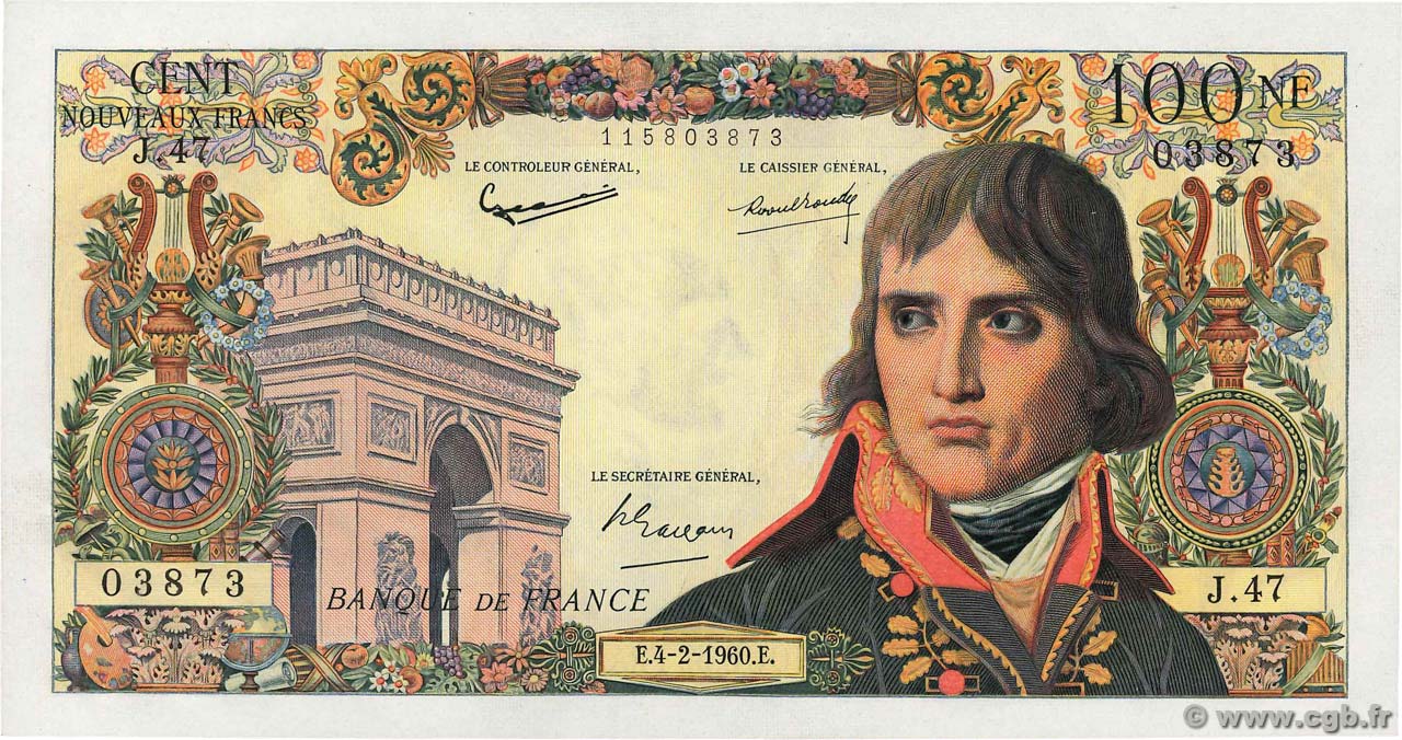 100 Nouveaux Francs BONAPARTE FRANCIA  1960 F.59.05 AU