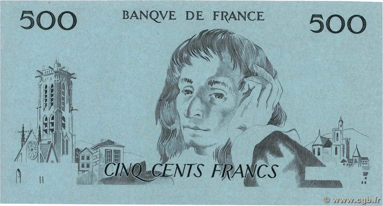 500 Francs PASCAL Épreuve FRANCIA  1968 F.71.00Ec AU