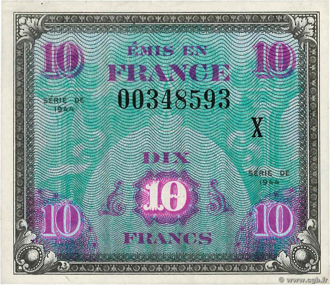 10 Francs DRAPEAU FRANCIA  1944 VF.18.02 SC