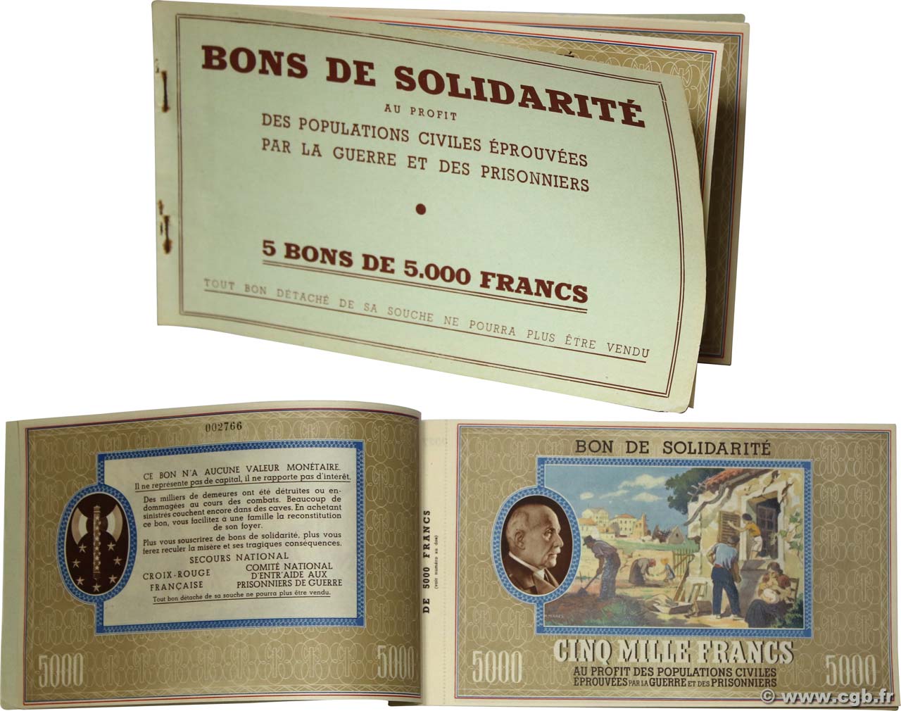 5000 Francs BON DE SOLIDARITE FRANCE régionalisme et divers  1941 KL.13A1 pr.NEUF