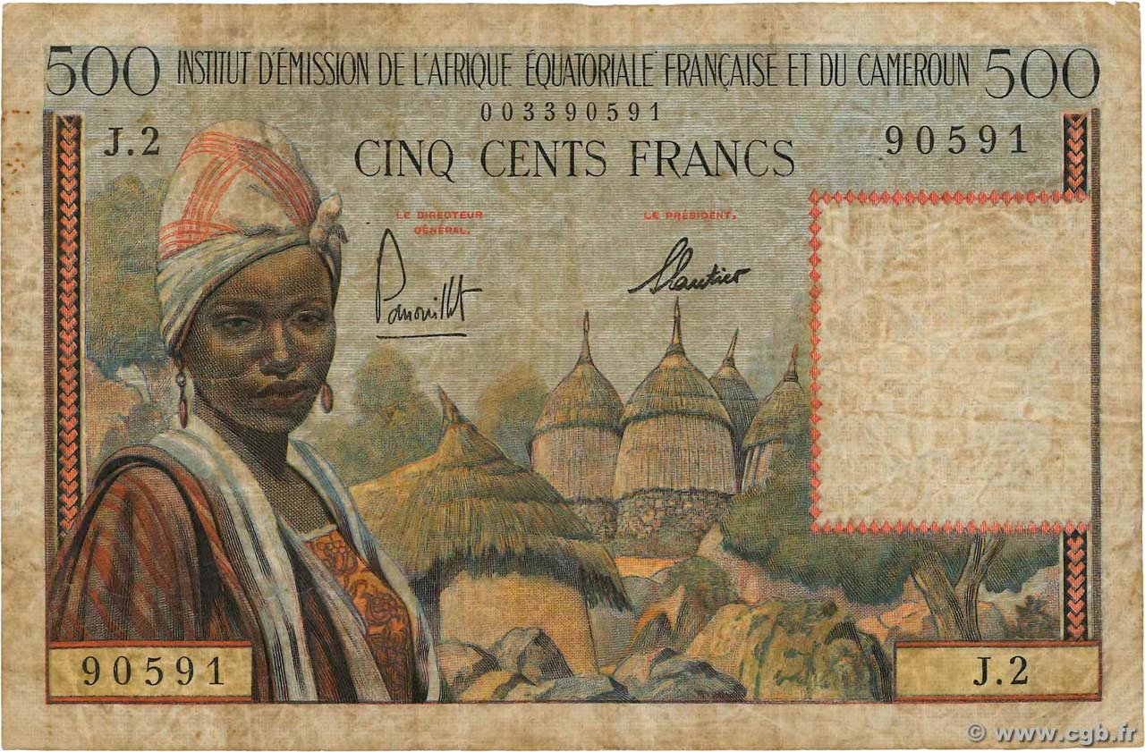 500 Francs AFRIQUE ÉQUATORIALE FRANÇAISE  1957 P.33 F-